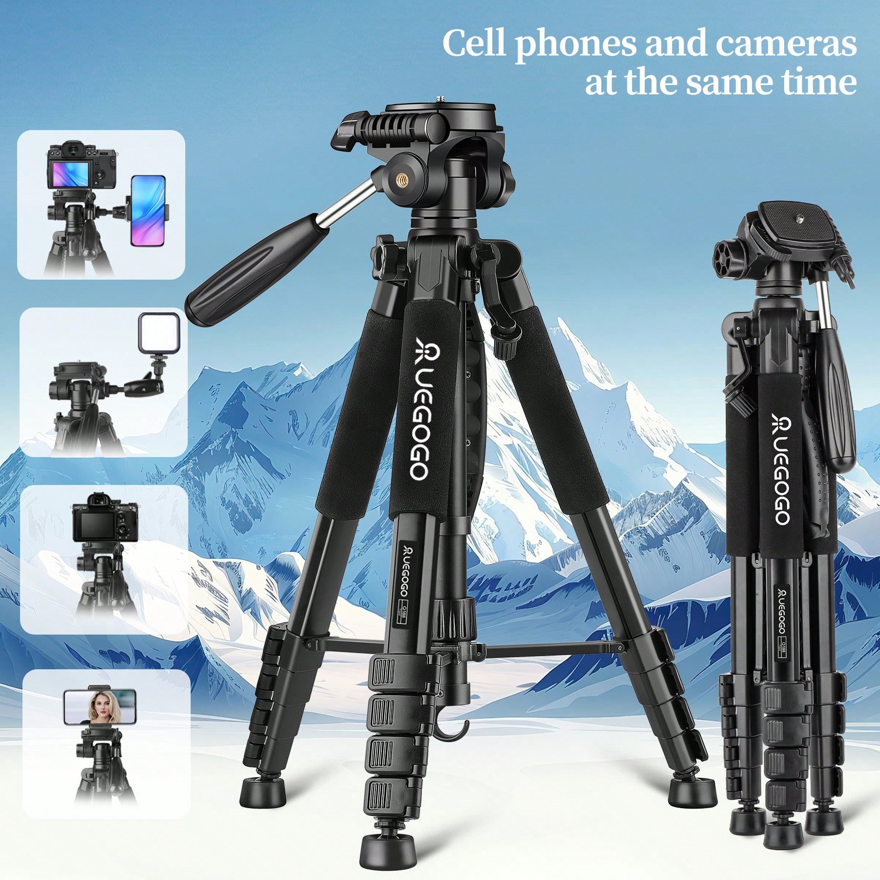 Webcam Stand Clip - 187cm Heavy Duty Aluminum Camera Tripod