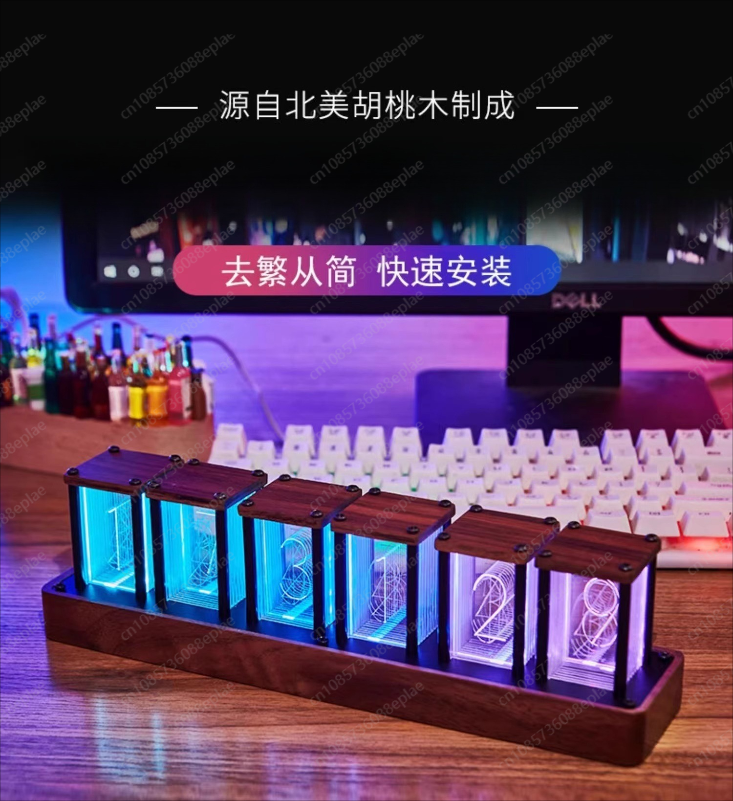 Tech Office Youtube - Nixie Tube Clock with Real Wood
