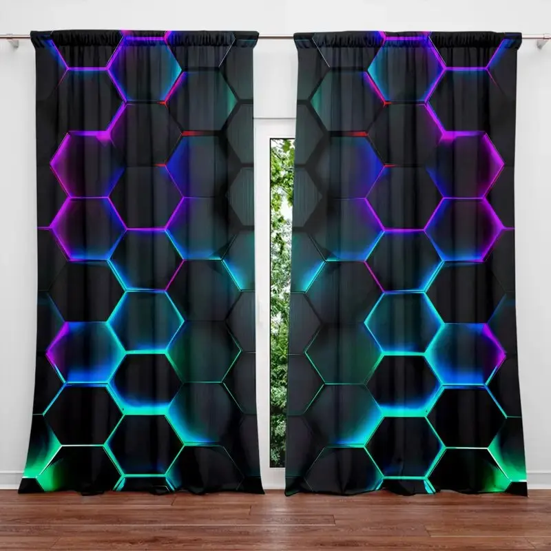2pcs Hexagon Tech Curtains wit - مراجعة Tech Office Youtube وسعره