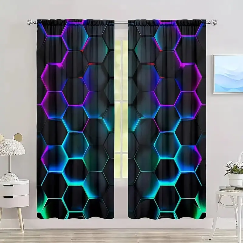 2pcs Hexagon Tech Curtains wit - مراجعة Tech Office Youtube وسعره