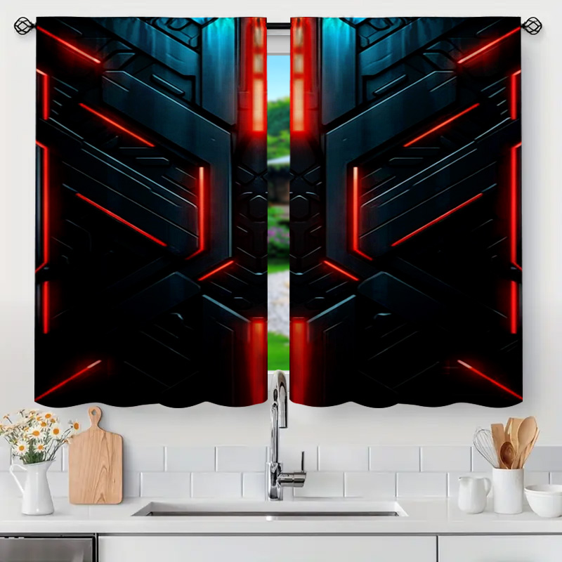 2pcs Tech Geometric Curtains w - مراجعة Tech Office Youtube وسعره