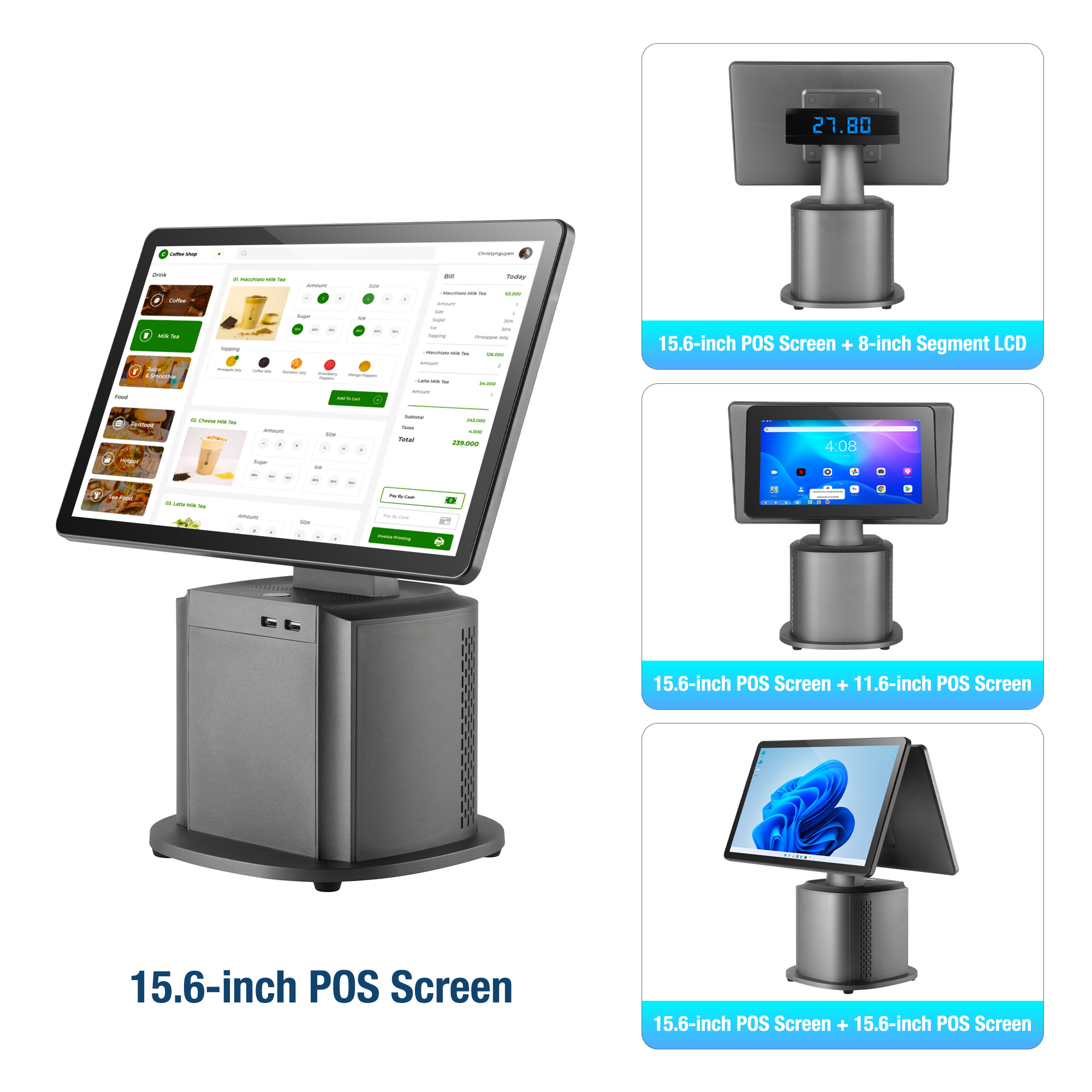 15.6 Inch Pos System Software  - مراجعة Pos Terminal Android وسعره