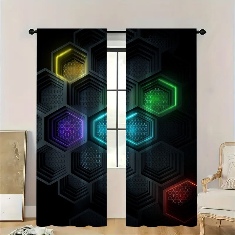 2pcs Modern Geometric Curtains - مراجعة Tech Office Youtube وسعره
