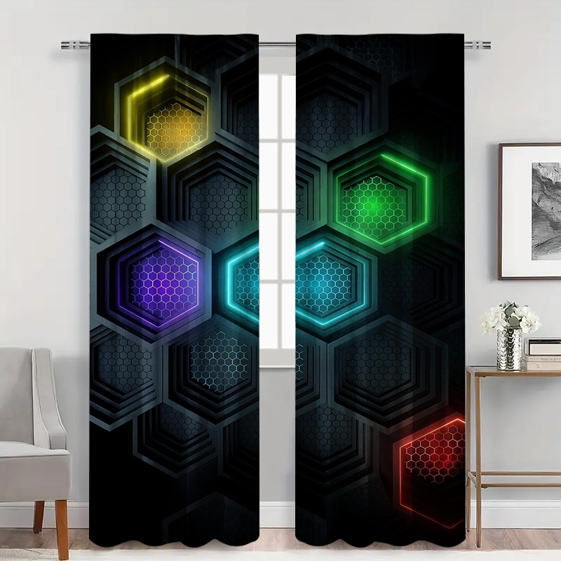 2pcs Modern Geometric Curtains - مراجعة Tech Office Youtube وسعره