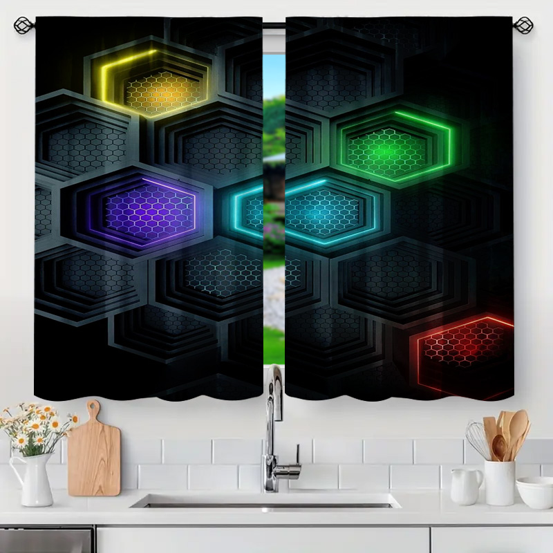 2pcs Modern Geometric Curtains - مراجعة Tech Office Youtube وسعره