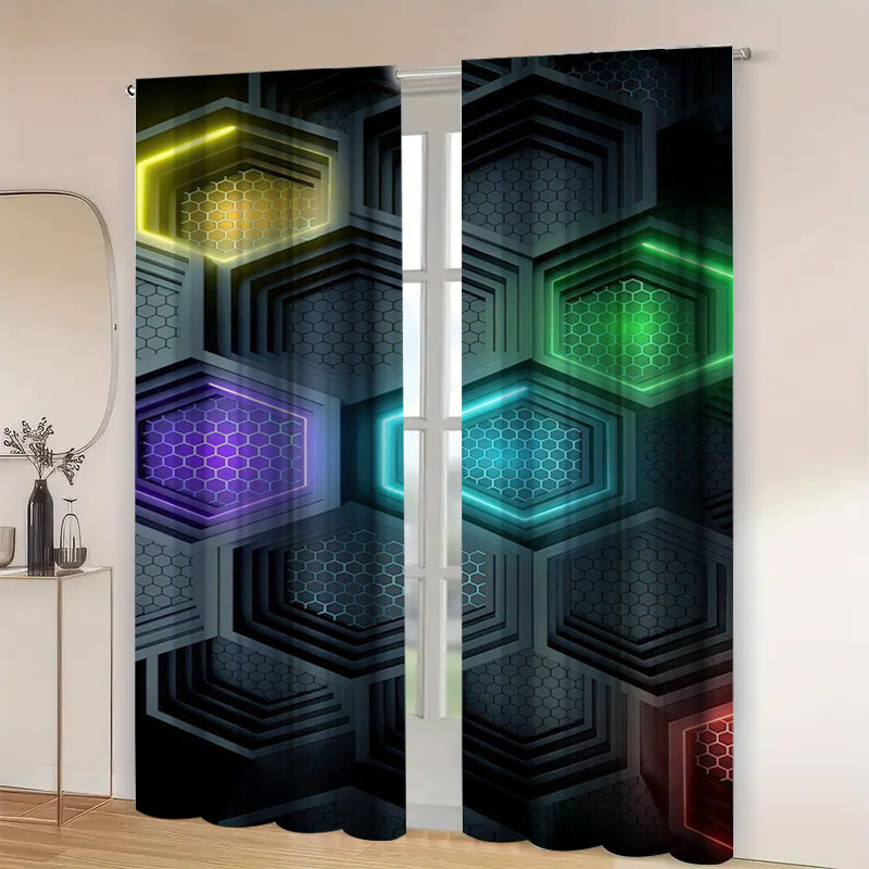 2pcs Modern Geometric Curtains - مراجعة Tech Office Youtube وسعره