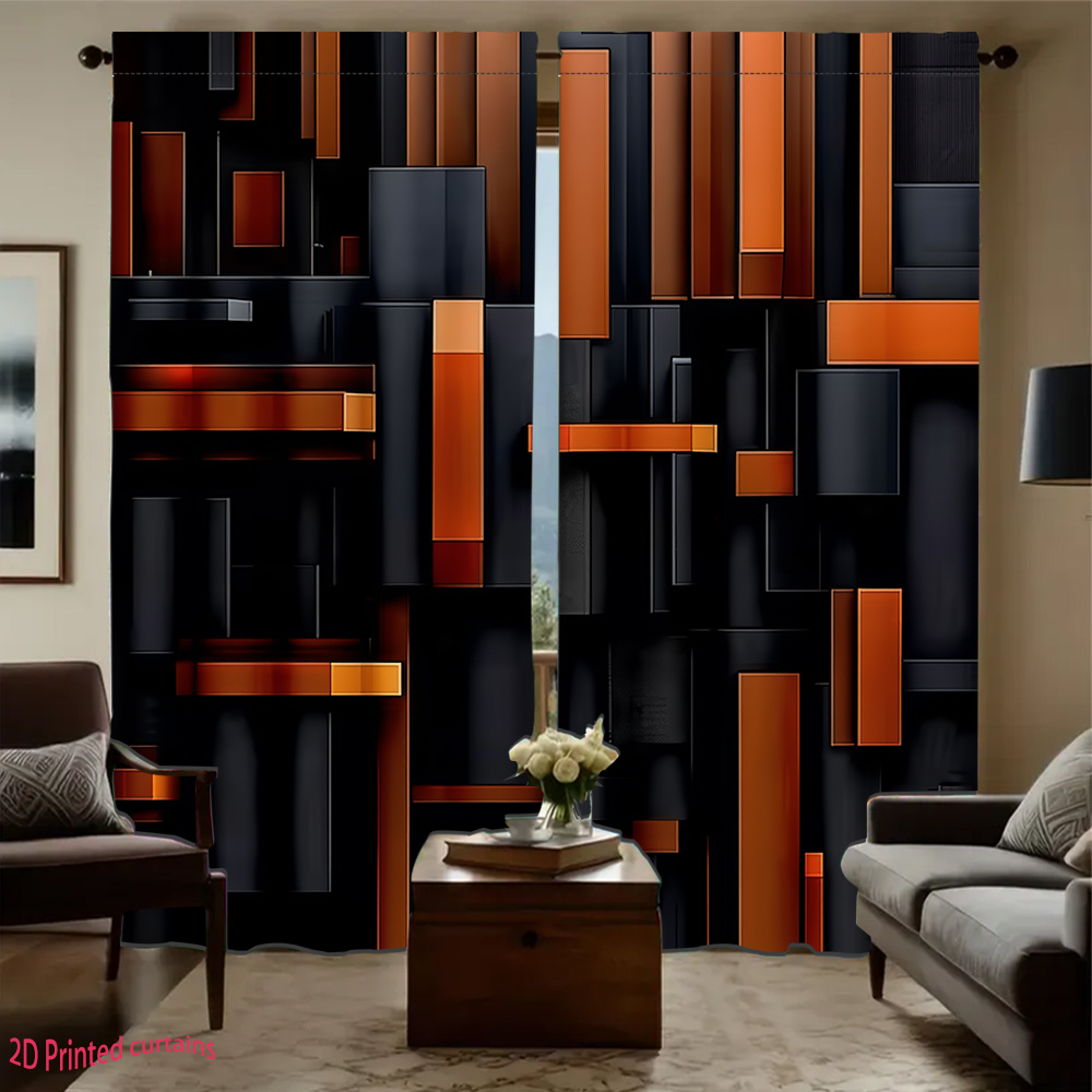 2pcs Abstract Geometric Curtai - مراجعة Tech Office Youtube وسعره