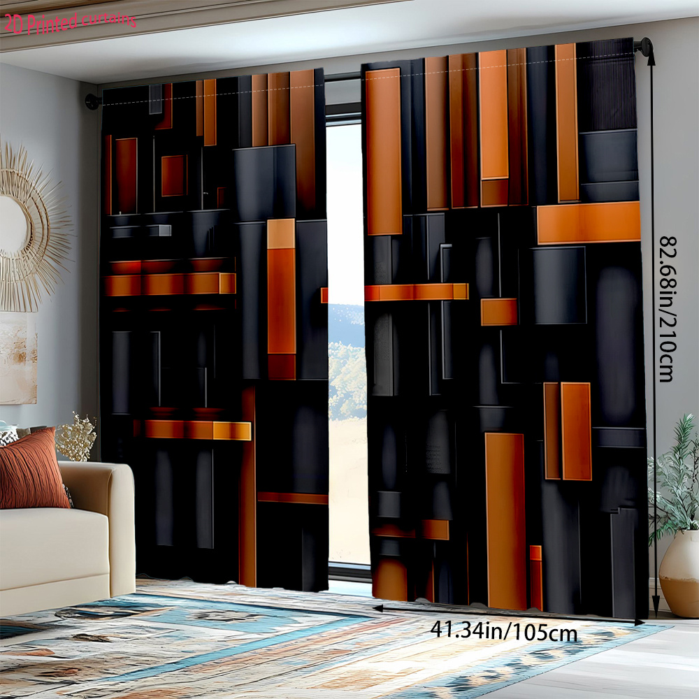 2pcs Abstract Geometric Curtai - مراجعة Tech Office Youtube وسعره