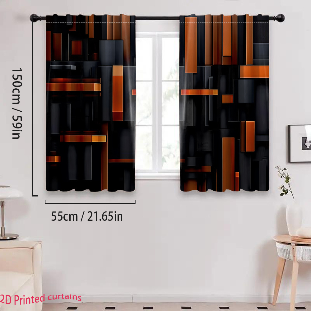 2pcs Abstract Geometric Curtai - مراجعة Tech Office Youtube وسعره