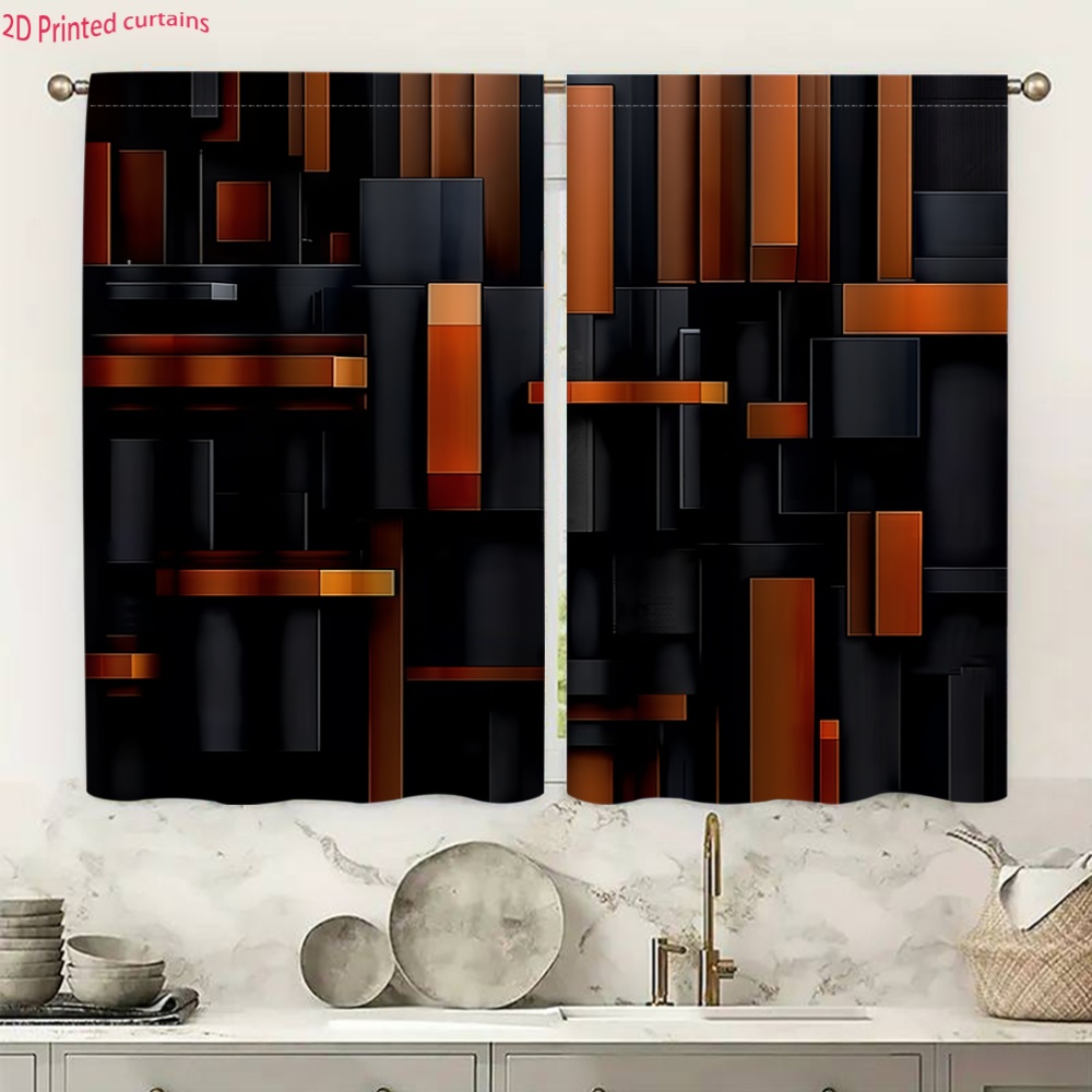 2pcs Abstract Geometric Curtai - مراجعة Tech Office Youtube وسعره