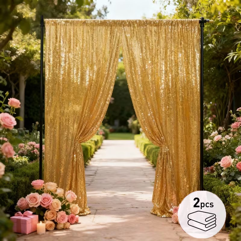 2 Panels Sequin Backdrop Curta - مراجعة Office Tech Background وسعره