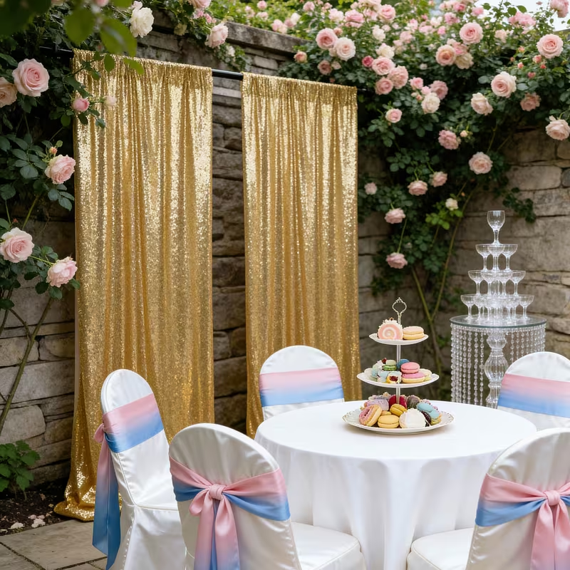 2 Panels Sequin Backdrop Curta - مراجعة Office Tech Background وسعره