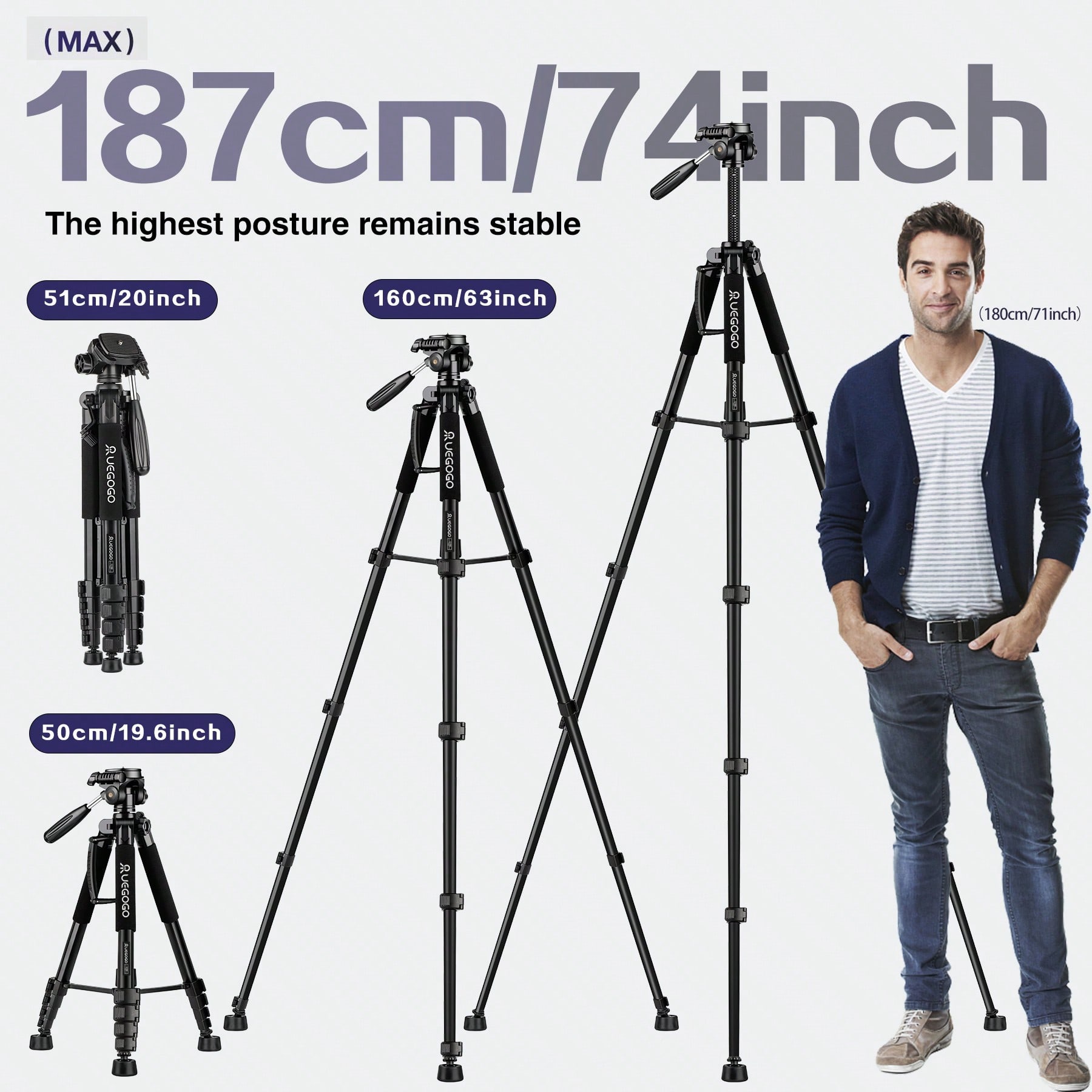187cm Heavy Duty Aluminum Came - مراجعة Webcam Stand Clip وسعره