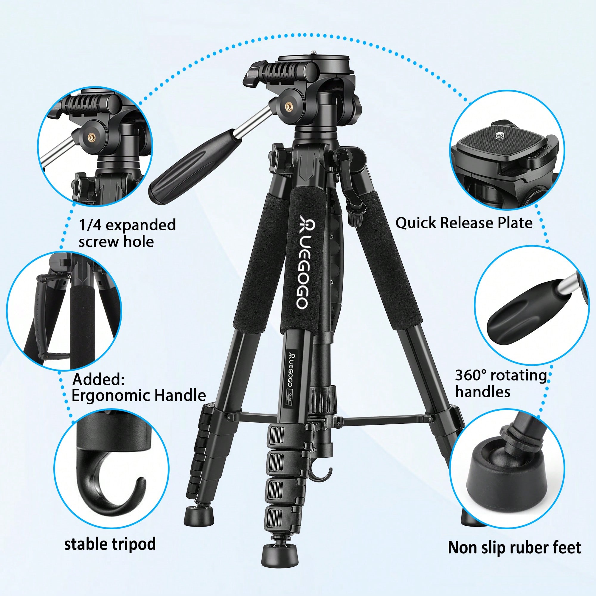 187cm Heavy Duty Aluminum Came - مراجعة Webcam Stand Clip وسعره