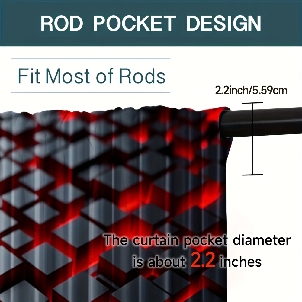 2pcs Geometric Curtains Red Bl - مراجعة Tech Office Youtube وسعره