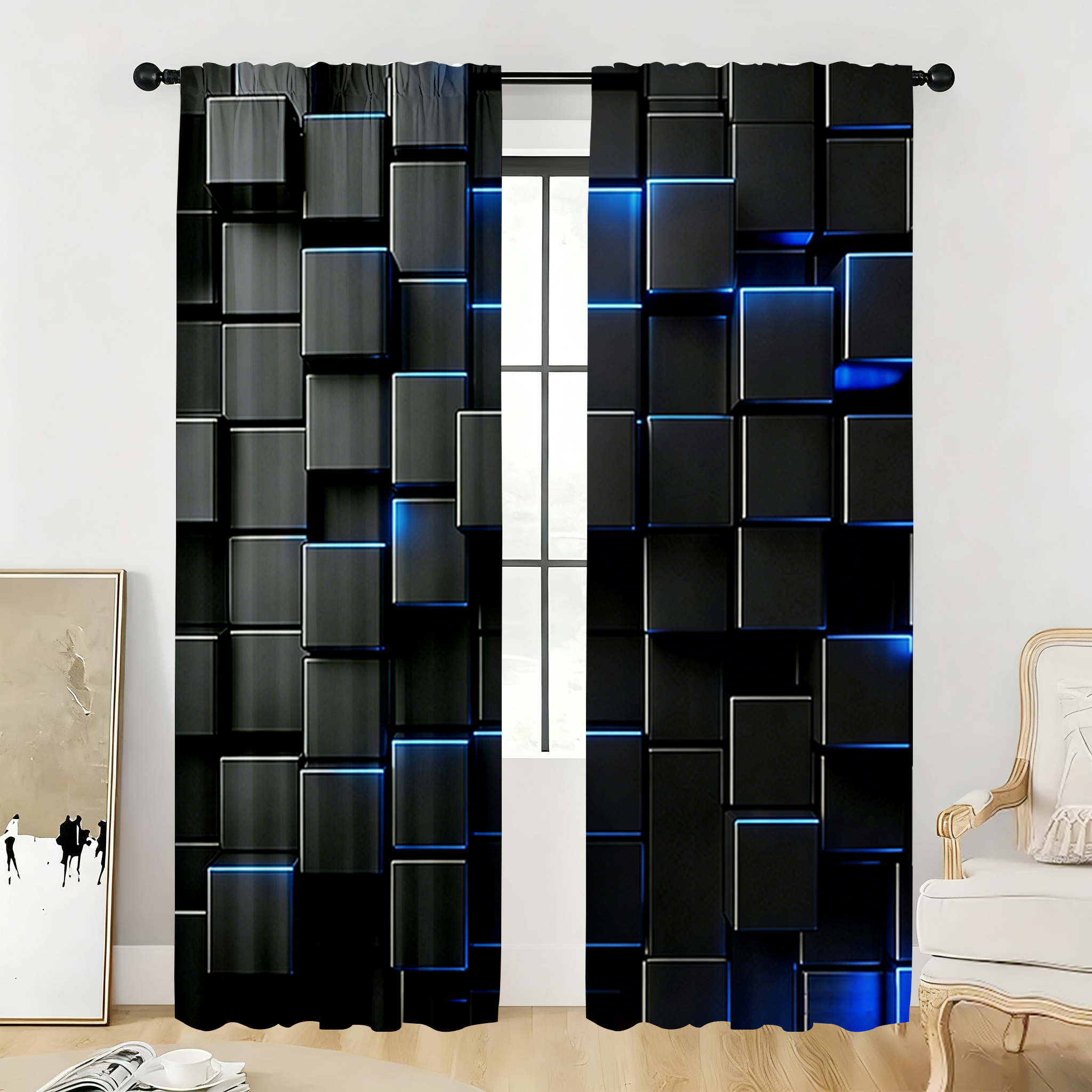 2PC Black Blue Neon Cube Sheer - مراجعة Tech Office Youtube وسعره