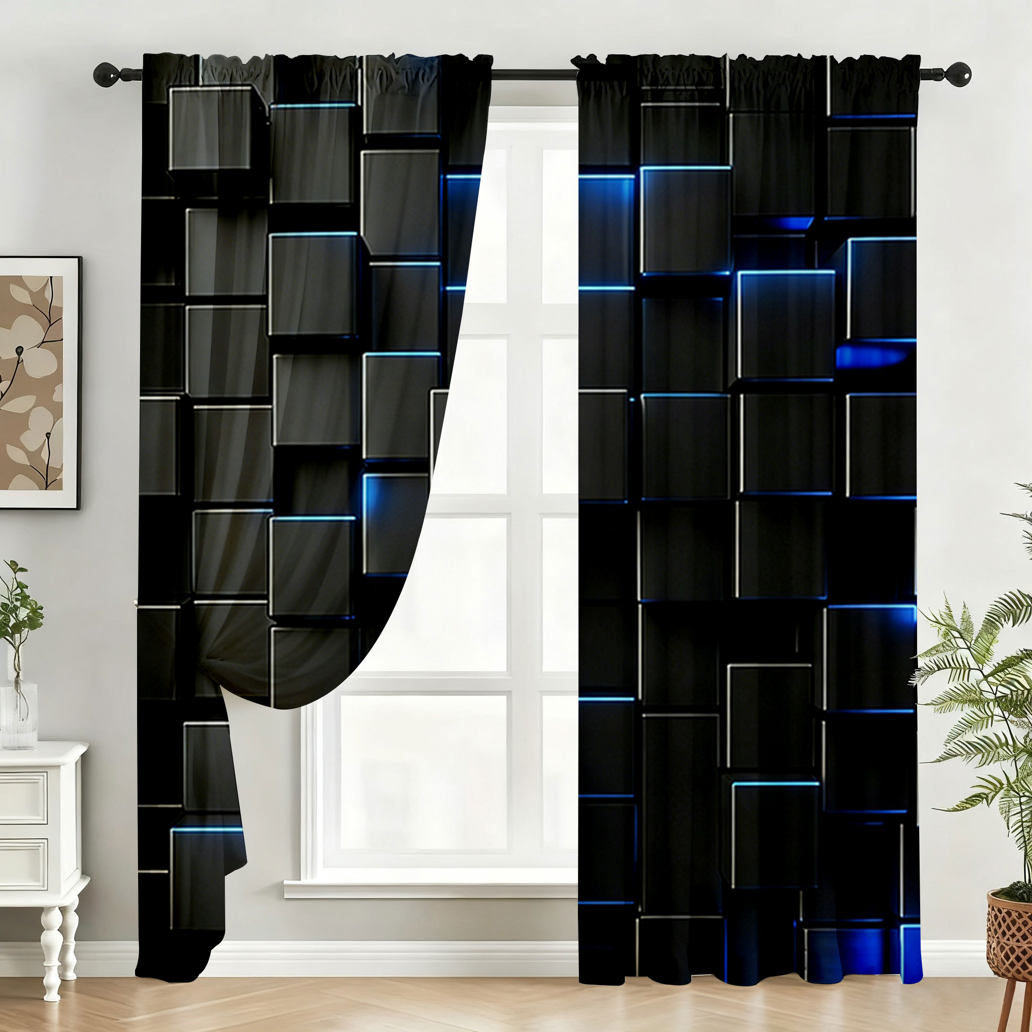 2PC Black Blue Neon Cube Sheer - مراجعة Tech Office Youtube وسعره