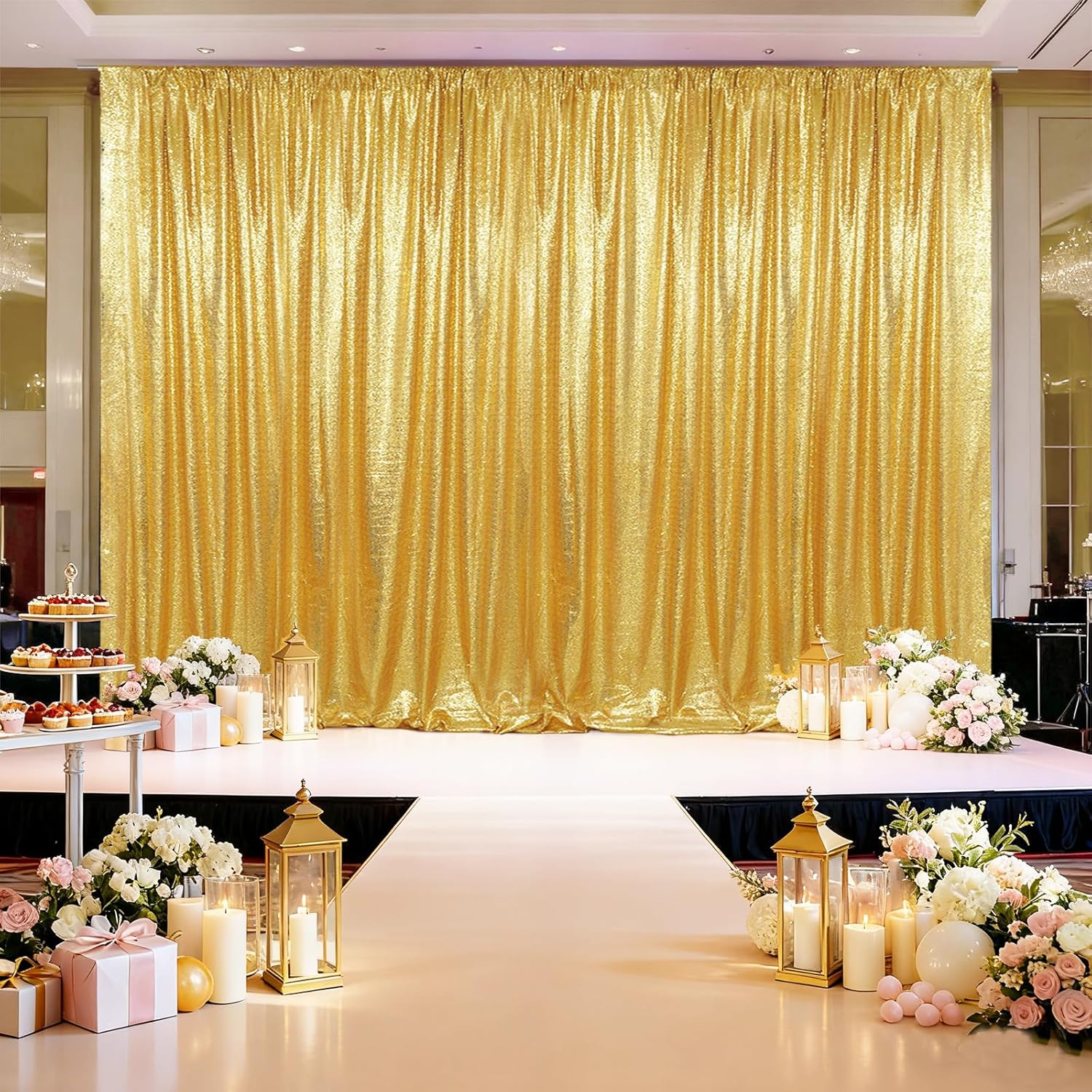 Sequin Backdrop Curtain 1 Pane - مراجعة Office Tech Background وسعره